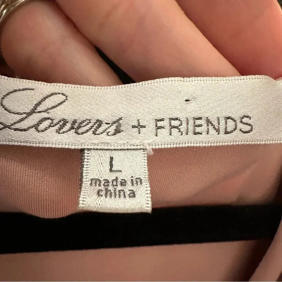 Lovers + Friends Body Con Light Pink Deep V Neck Long Sleeve Mini Dress Size L - Picture 10 of 12